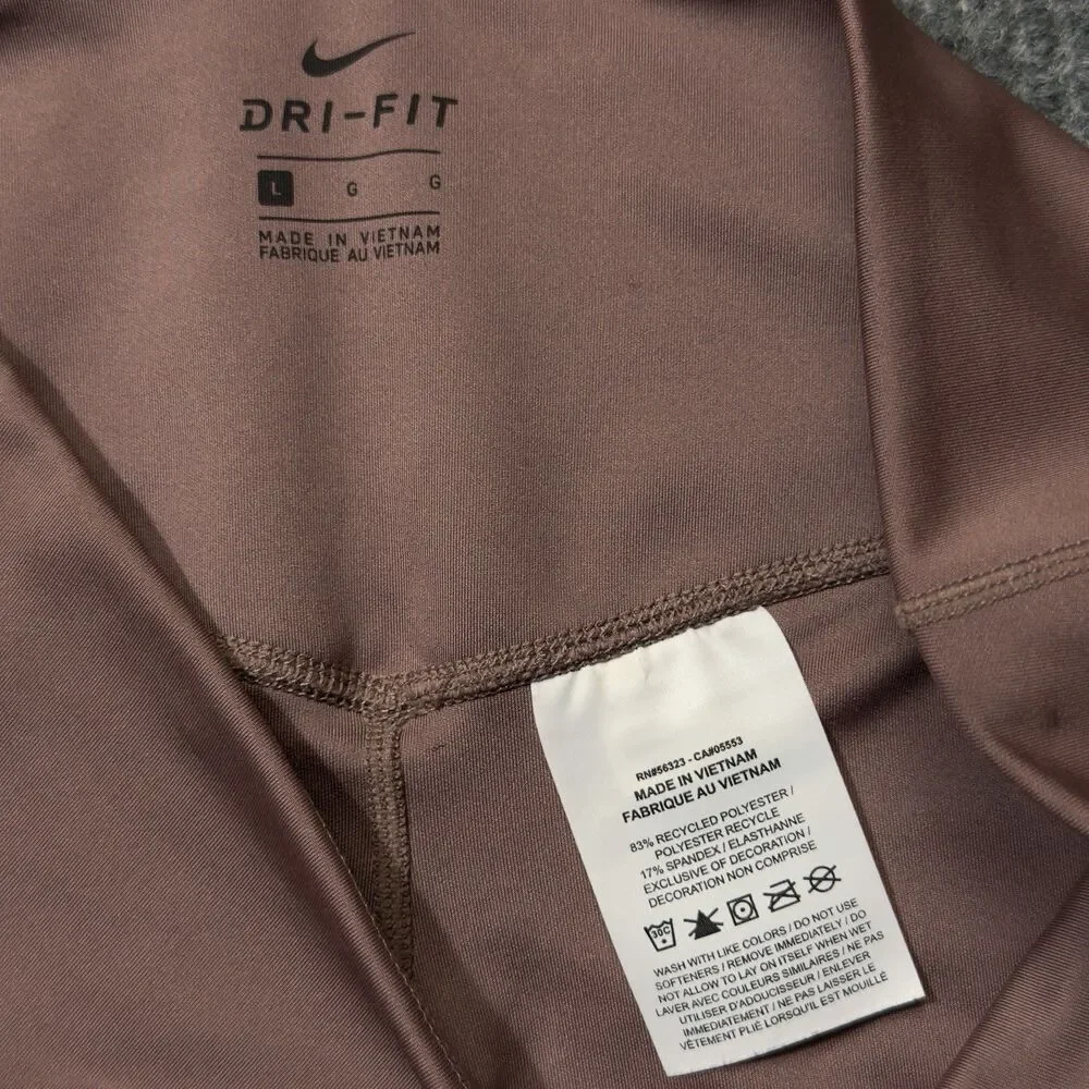 Nike Women 7/8 Running Leggings Dri-Fit Large Purple DB4374-298 Dusty Rose NWOT